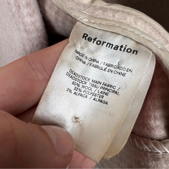 Reformation Lester Faux Fur Trim Button Wool Coat - Picture 7 of 9